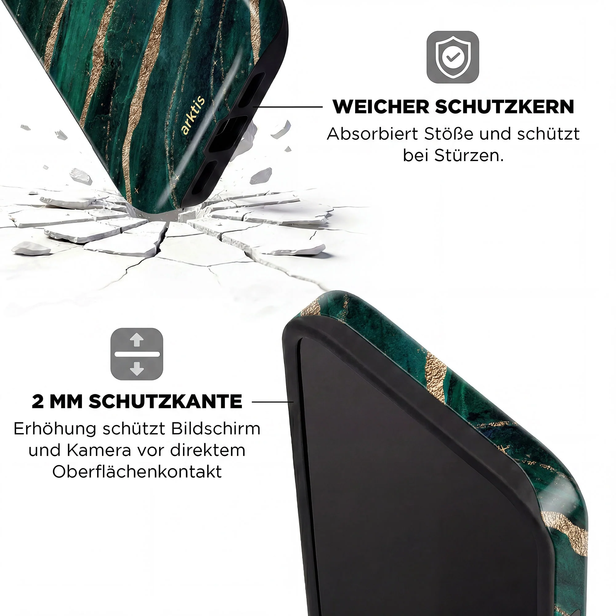 arktis iPhone 15 Pro Max Hülle - Green Marble - Image 4