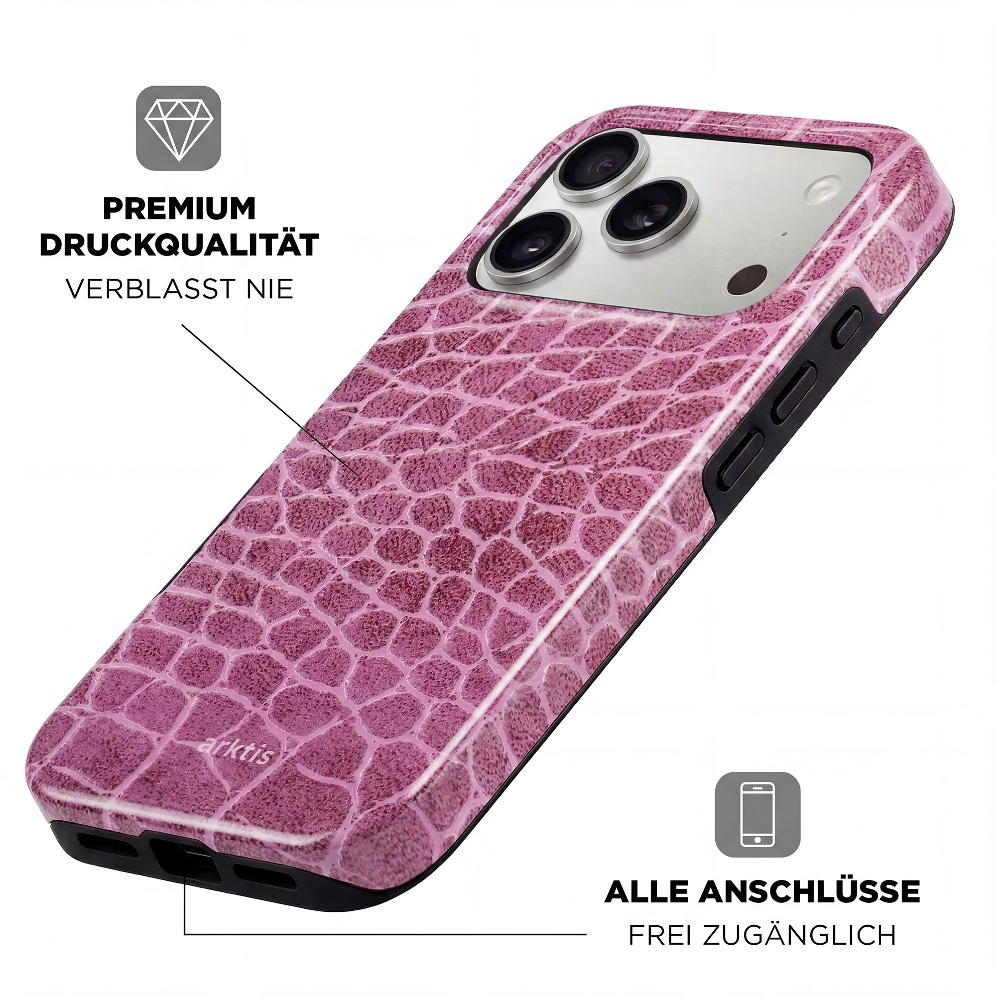 arktis iPhone 14 Hülle - Pink Lizard - Image 3