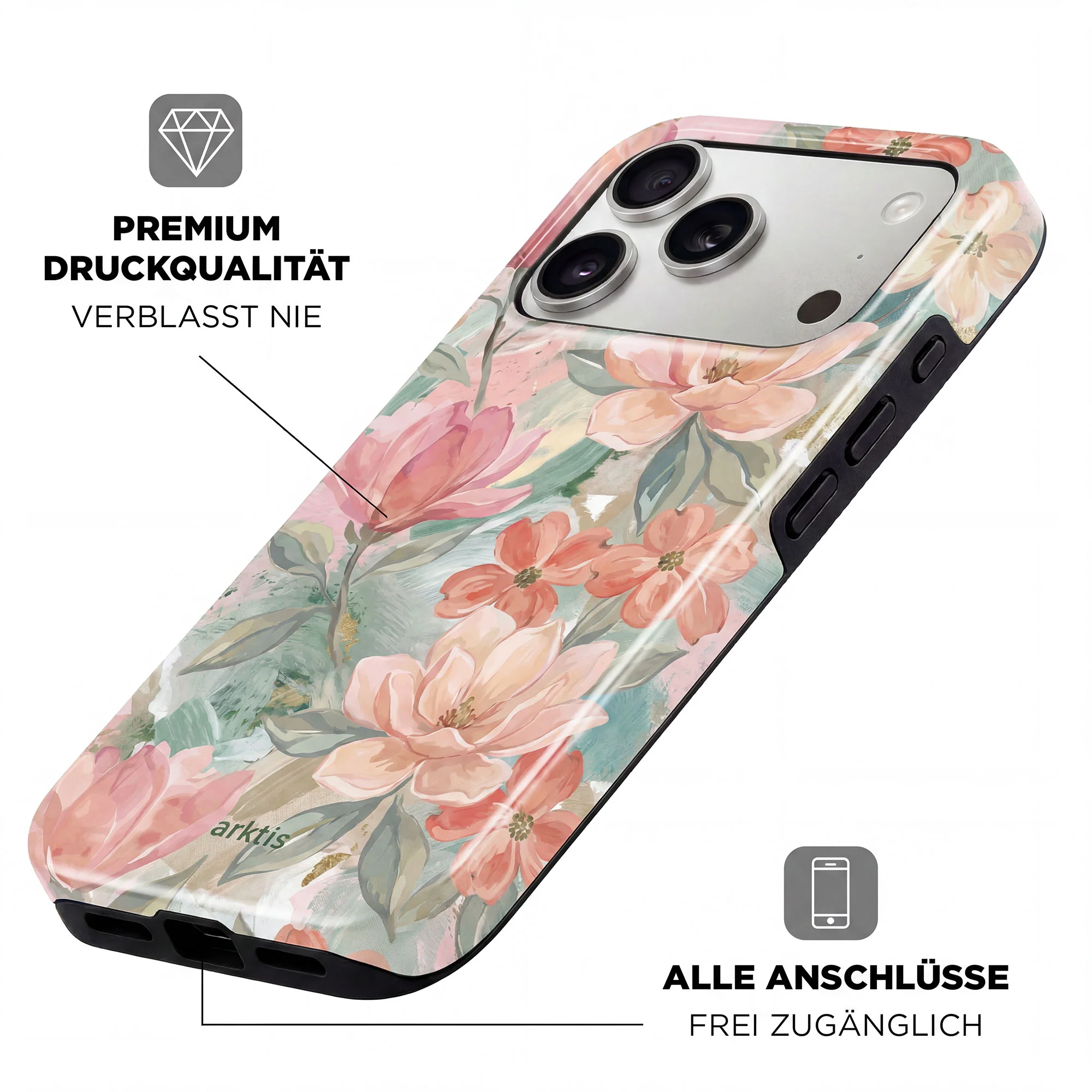 arktis iPhone 16e Hülle - Pastel Flowers - Image 3
