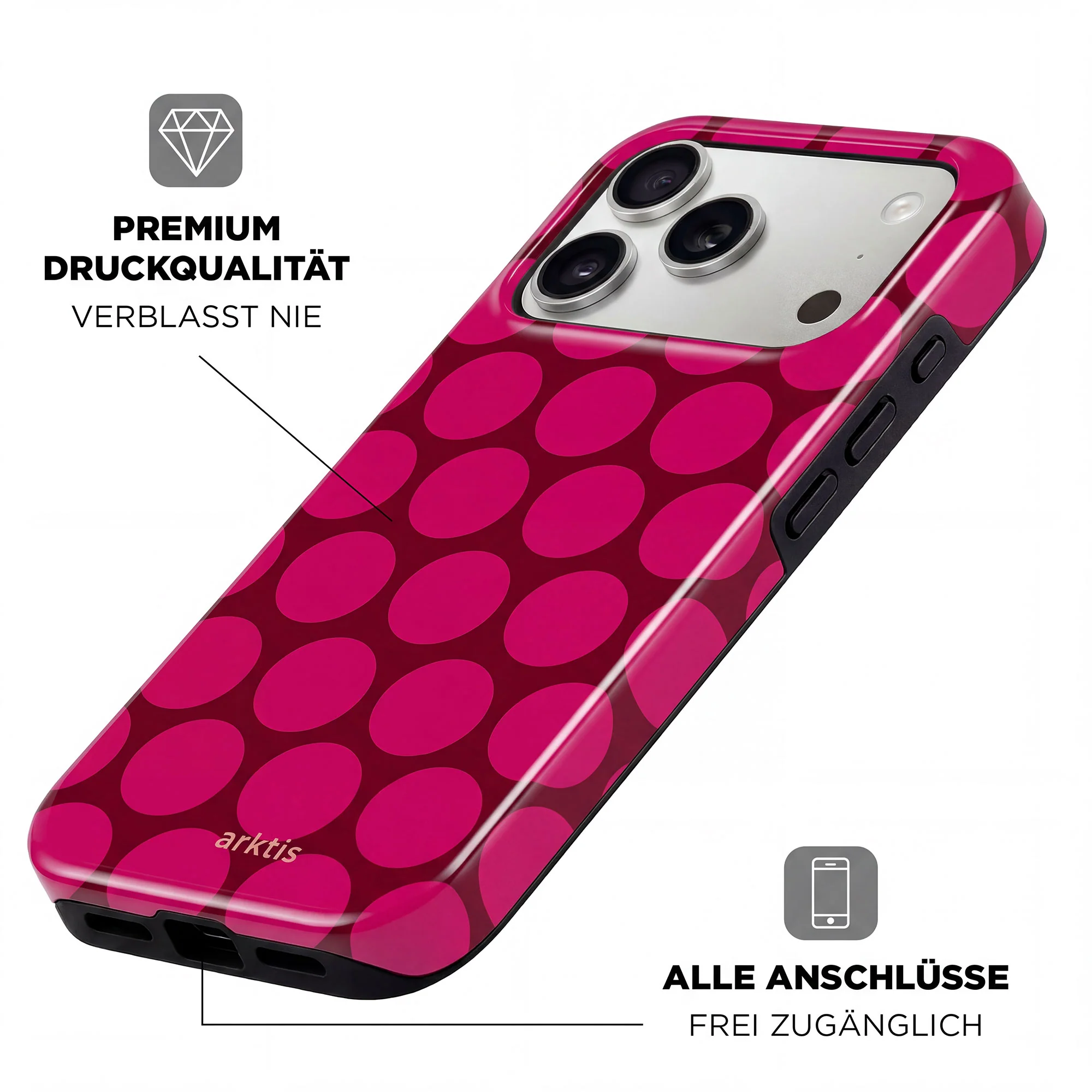 arktis iPhone 16 Hülle - Polka Dots - Image 3