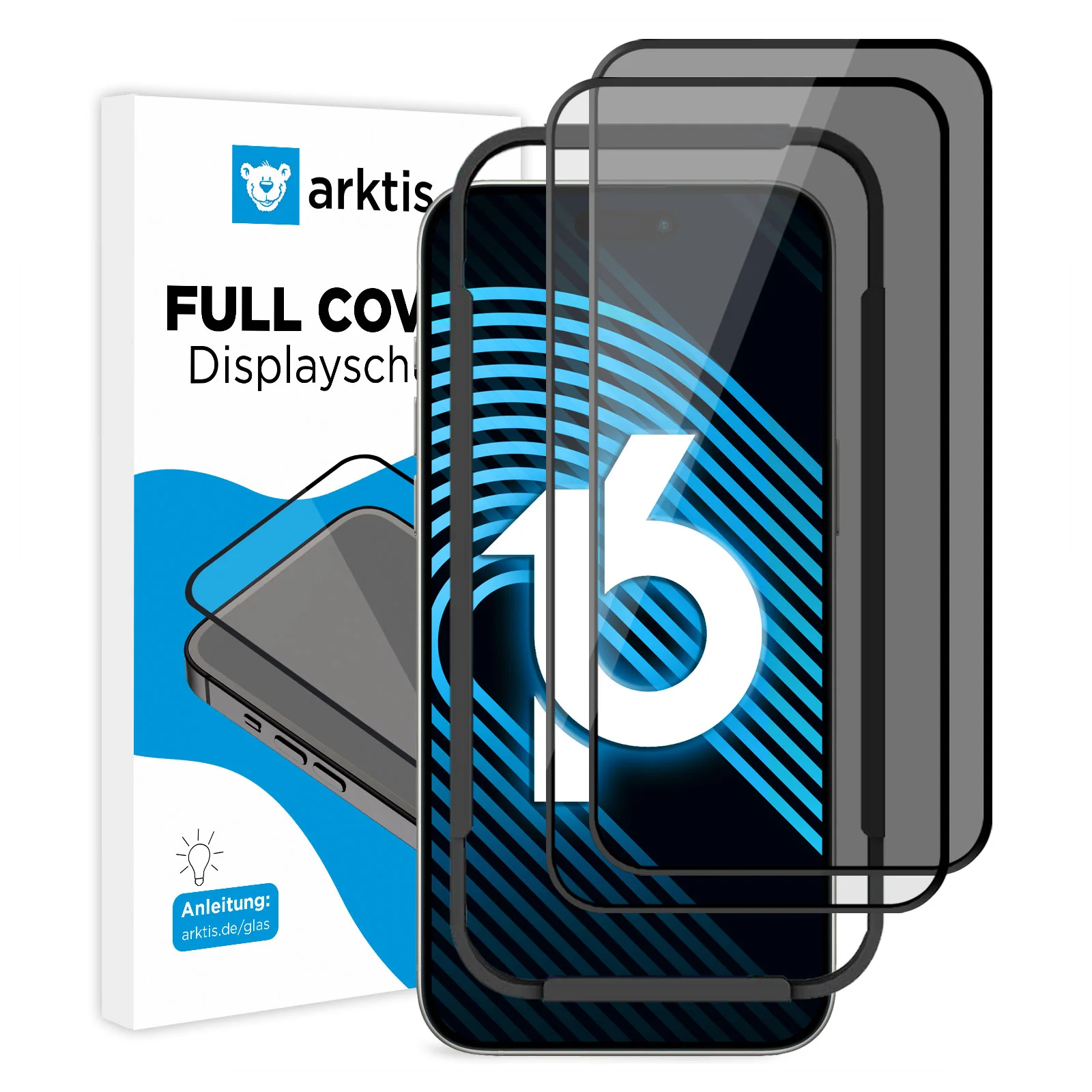 arktis iPhone 16 PRIVACY Displayschutz GLAS - hüllenfreundlich - Image 4
