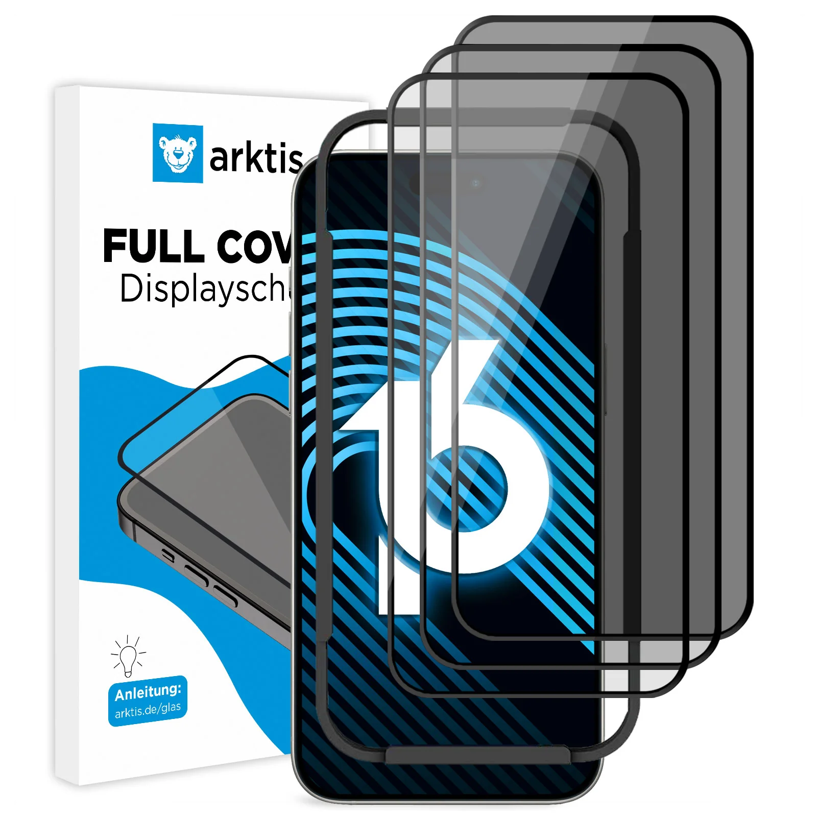 arktis iPhone 16 PRIVACY Displayschutz GLAS - hüllenfreundlich - Image 7