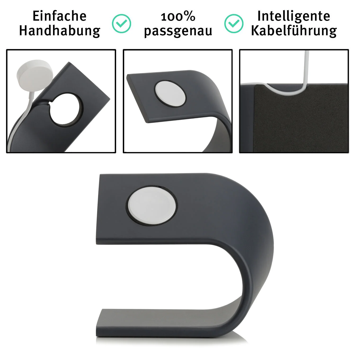 arktisband Aluminium Apple Watch Ständer schwarz - Image 3