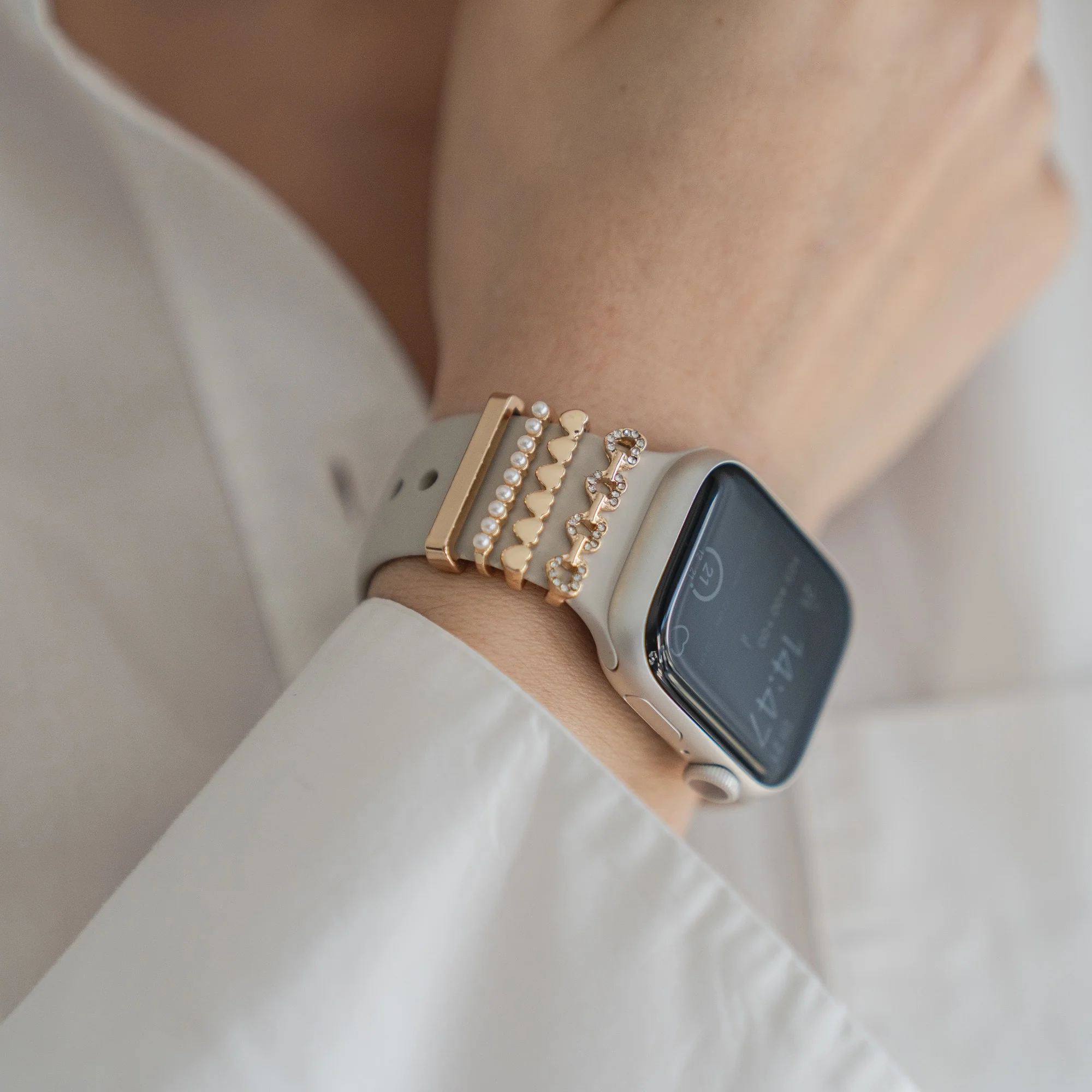 arktisband Apple Watch Charms "Diamond Hearts" - Gold