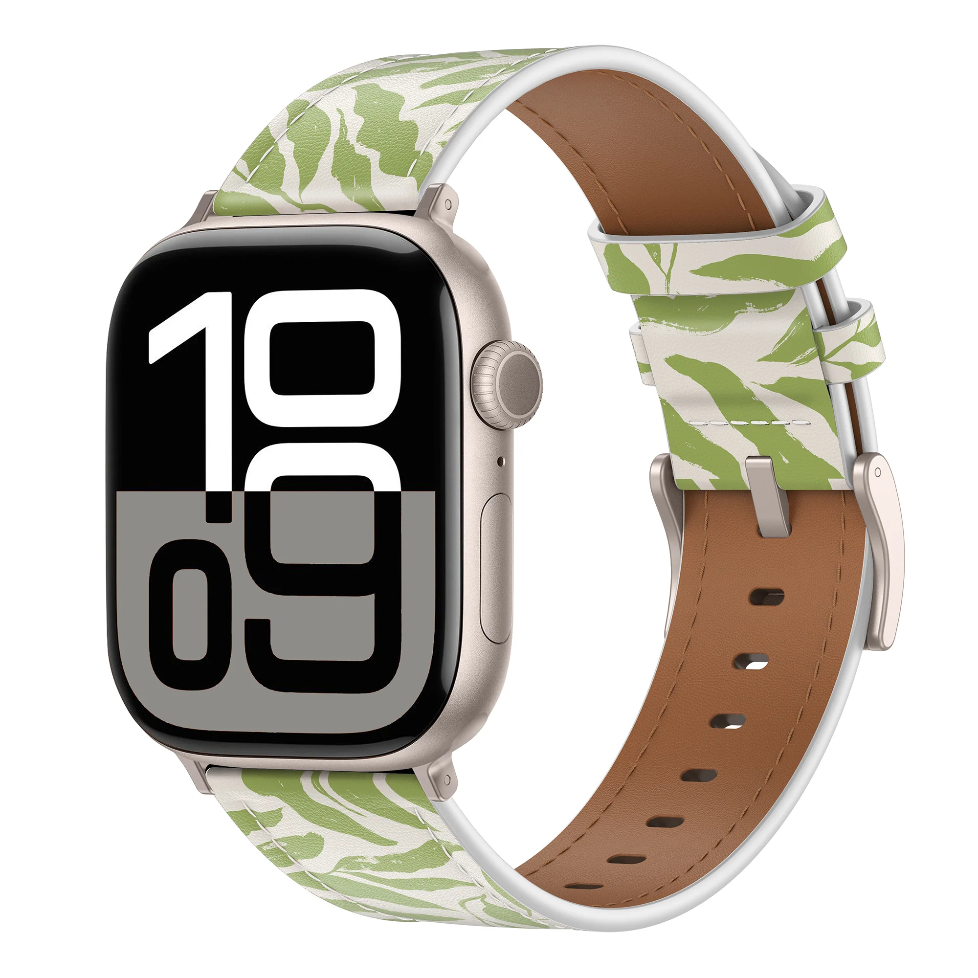 arktisband Apple Watch Lederarmband „Studio“ - Green Leaves