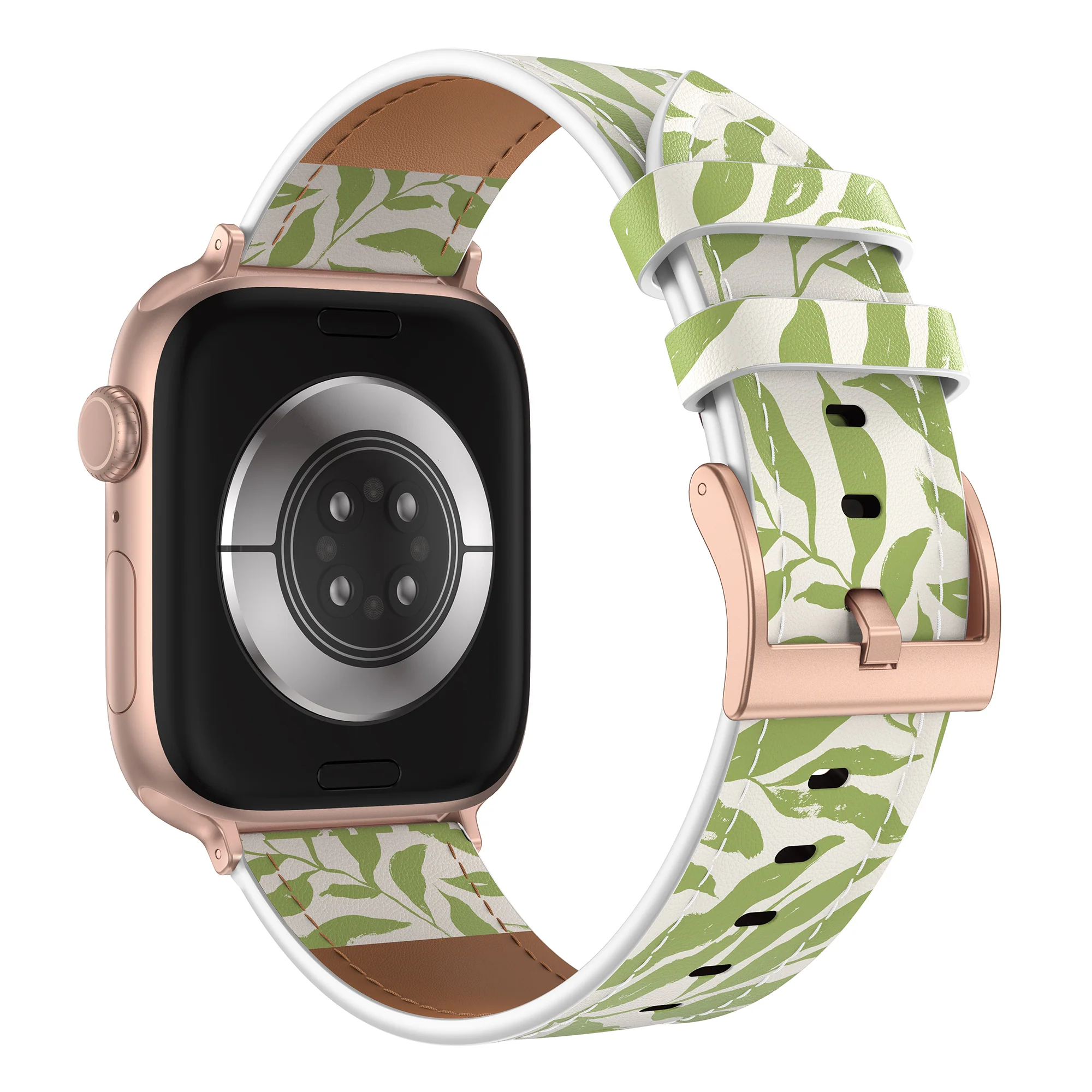 arktisband Apple Watch Lederarmband „Studio“ - Green Leaves - Image 4