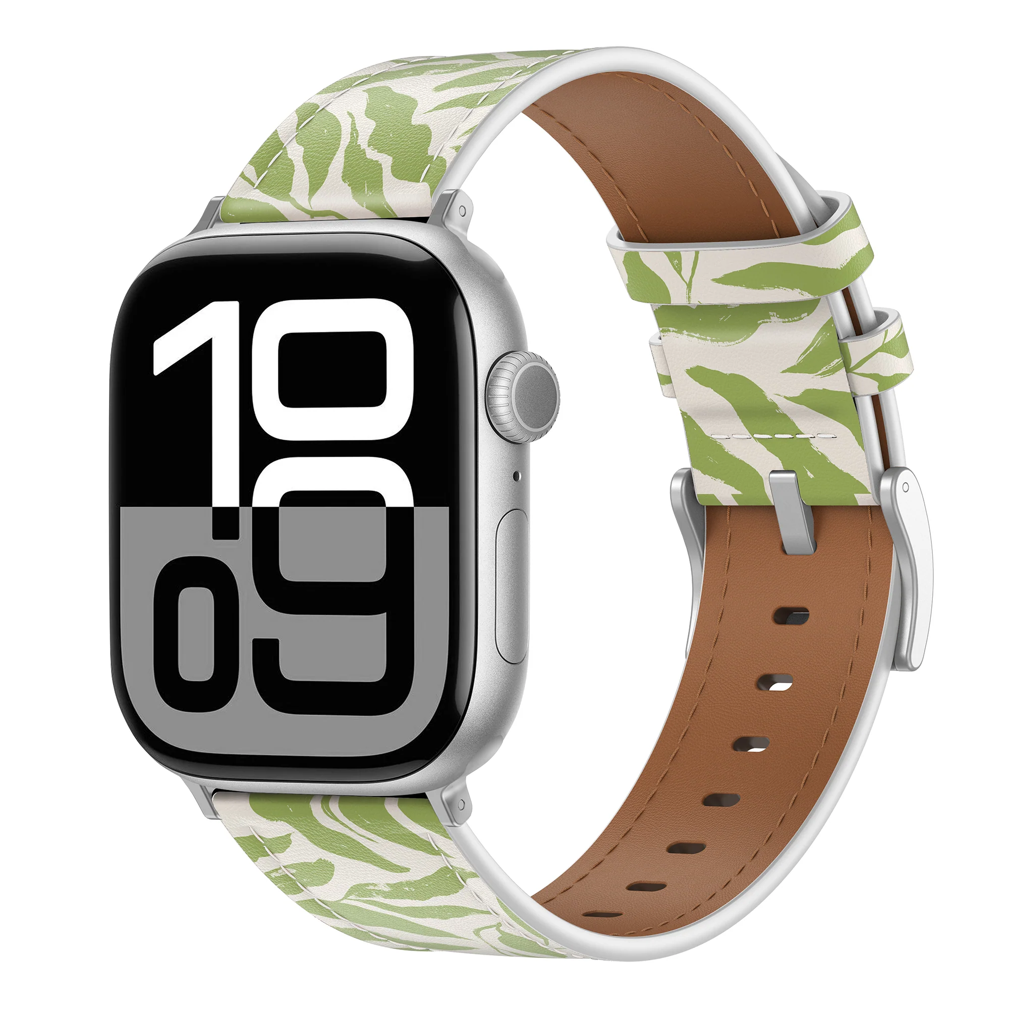 arktisband Apple Watch Lederarmband „Studio“ - Green Leaves - Image 5
