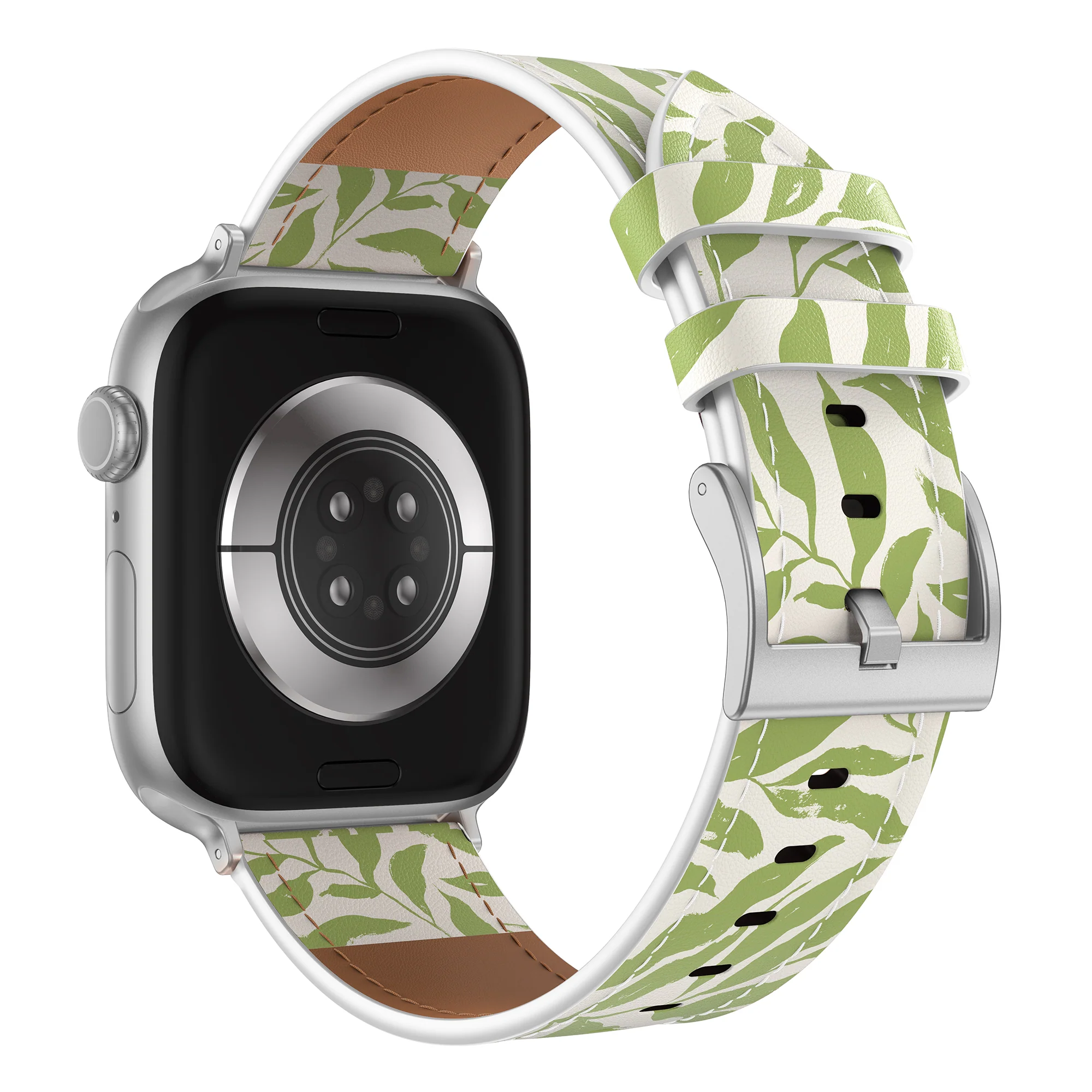 arktisband Apple Watch Lederarmband „Studio“ - Green Leaves - Image 6
