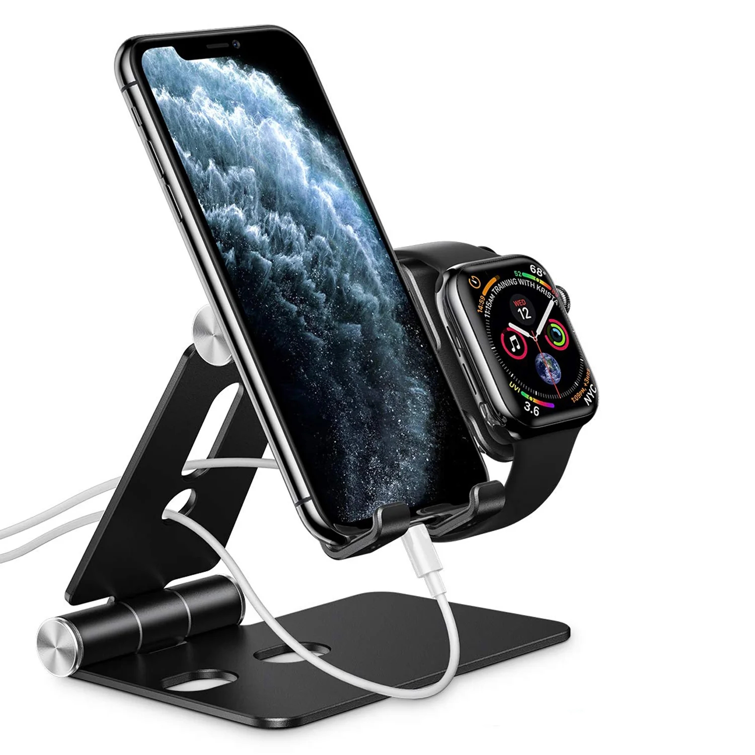 ArktisPRO Aluminum Ständer für iPhone und Apple Watch - Schwarz - Image 3