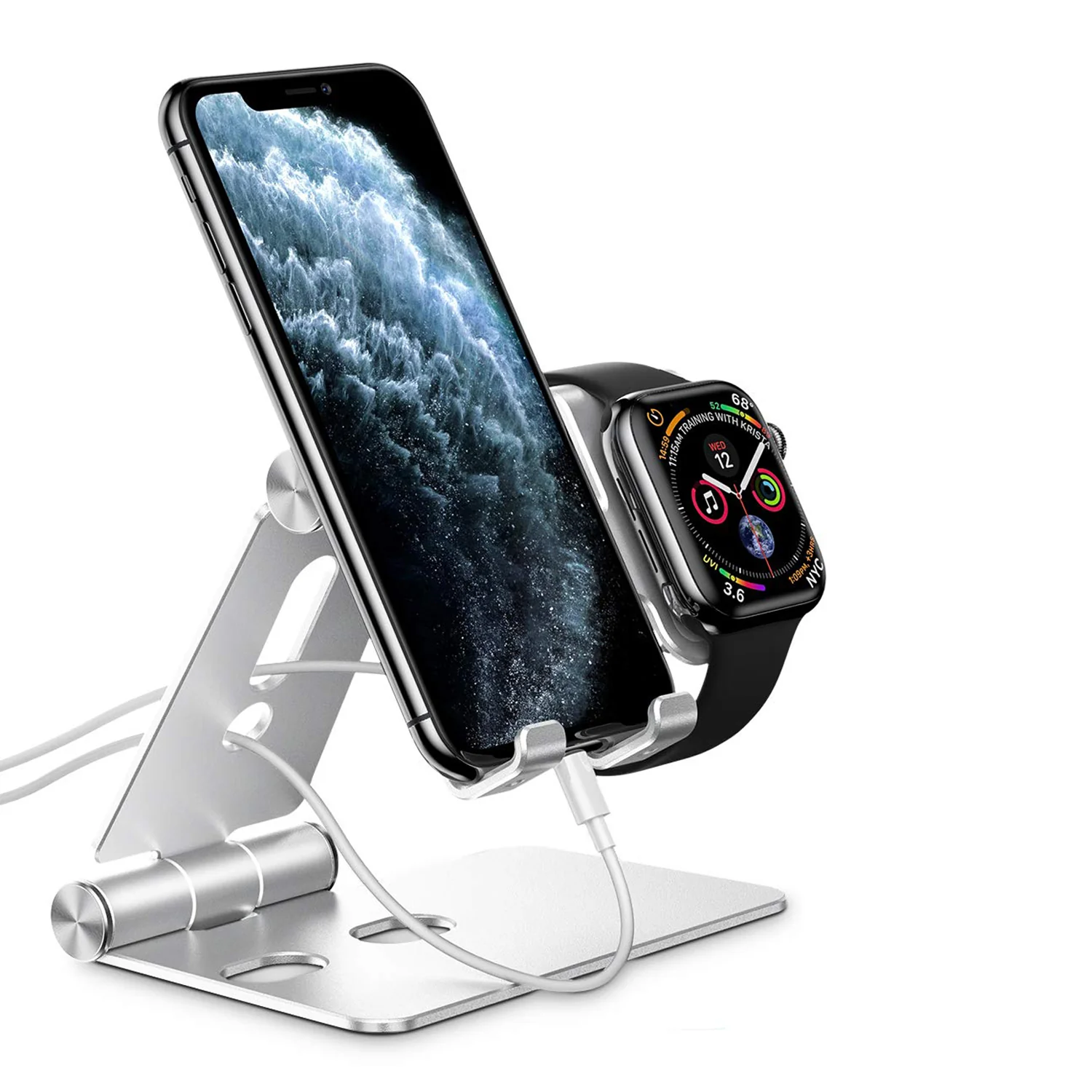 ArktisPRO Aluminum Ständer für iPhone und Apple Watch - Silber - Image 3