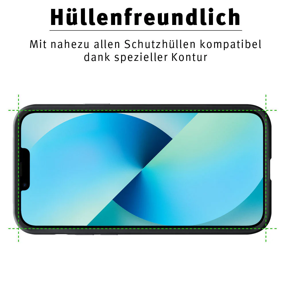 ArktisPRO iPhone 13 FULL COVER Displayschutz GLAS - hüllenfreundlich - 3er Set - Image 5