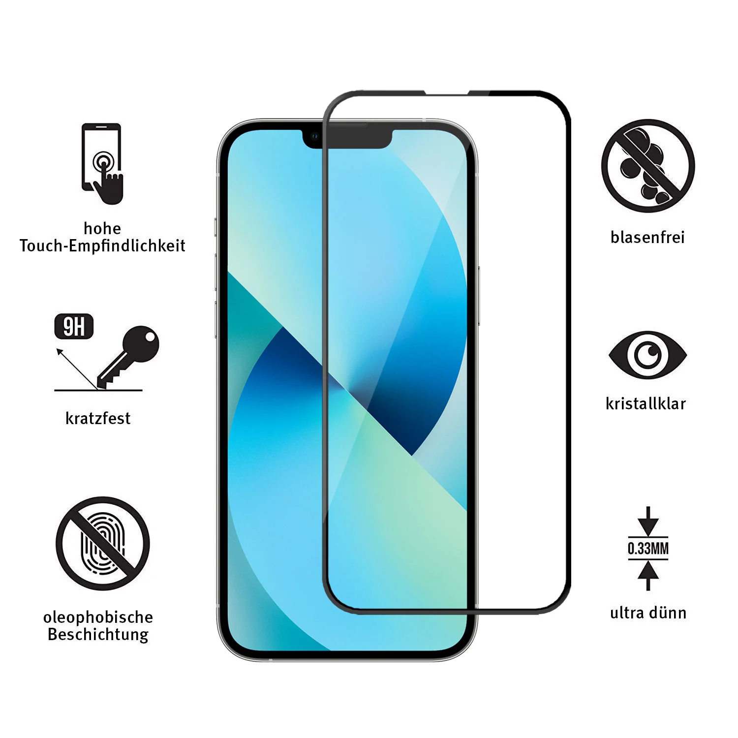 ArktisPRO iPhone 13 mini FULL COVER Displayschutz GLAS - hüllenfreundlich - Image 3