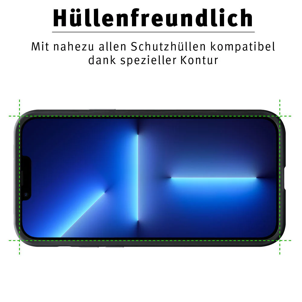 ArktisPRO iPhone 13 Pro FULL COVER Displayschutz GLAS - hüllenfreundlich - 2er Set - Image 5