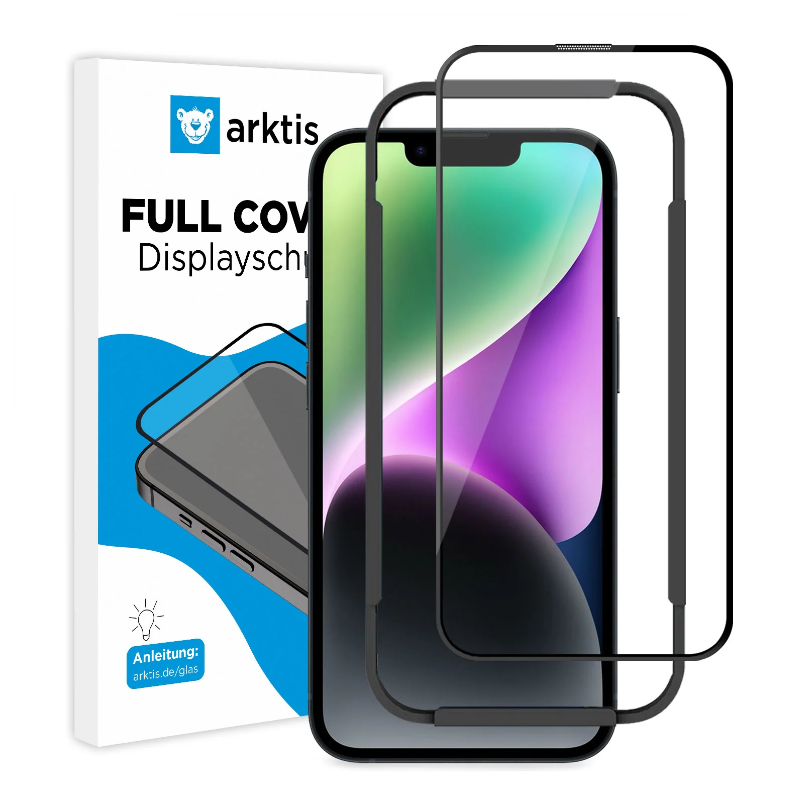 ArktisPRO iPhone 14 FULL COVER Displayschutz GLAS - hüllenfreundlich