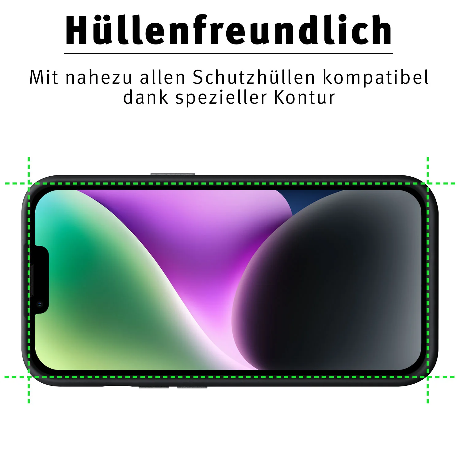 ArktisPRO iPhone 14 FULL COVER Displayschutz GLAS - hüllenfreundlich - 2er Set - Image 6