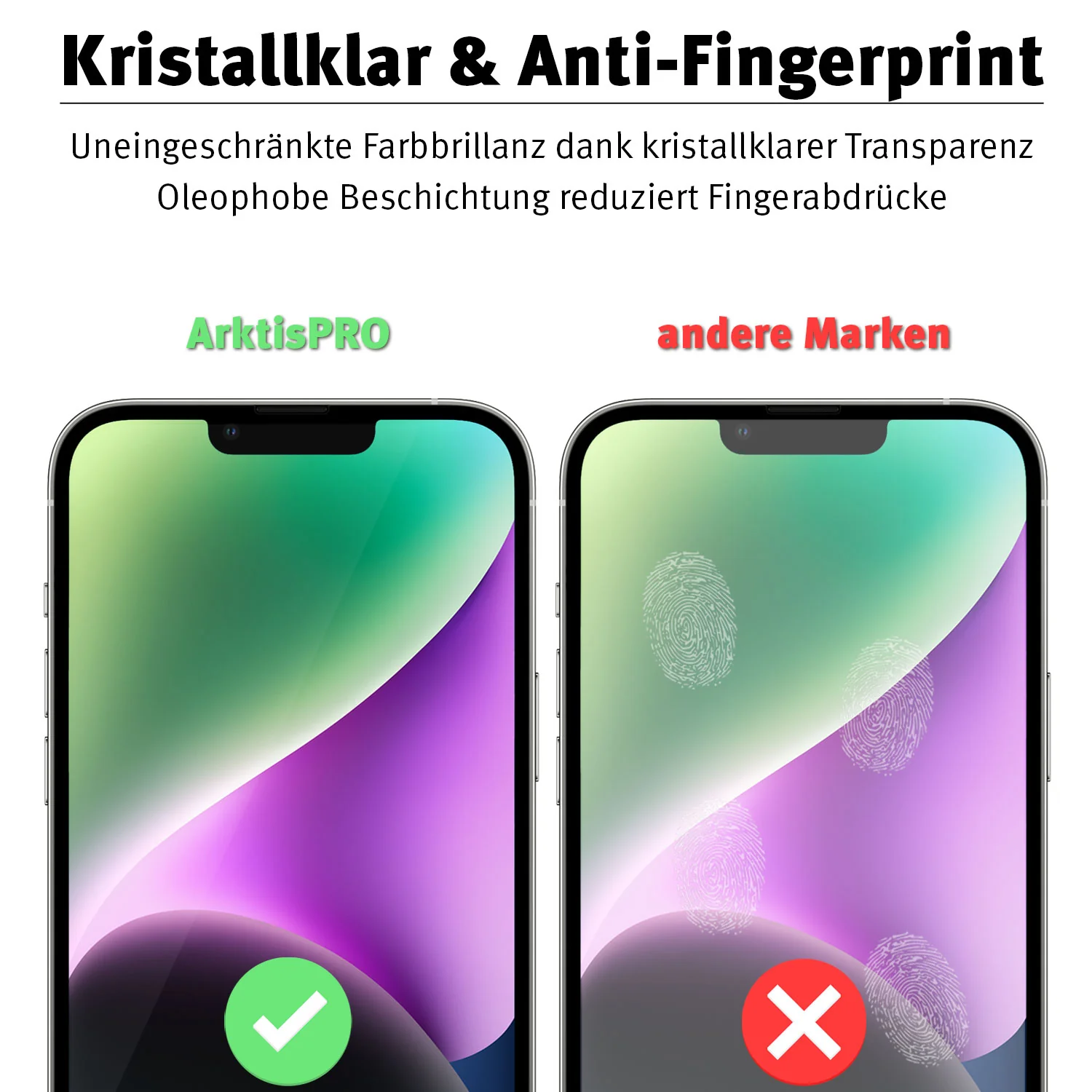 ArktisPRO iPhone 14 FULL COVER Displayschutz GLAS - hüllenfreundlich - Image 5