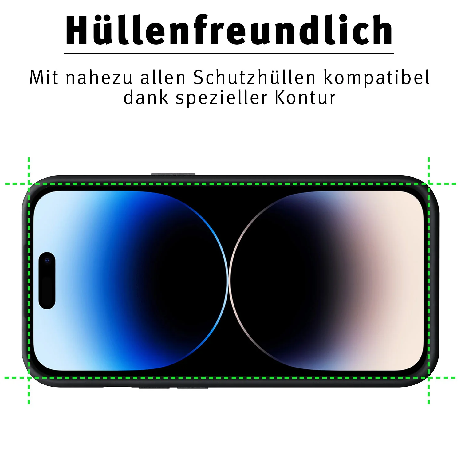 ArktisPRO iPhone 14 Pro FULL COVER Displayschutz GLAS - hüllenfreundlich - 3er Set - Image 5