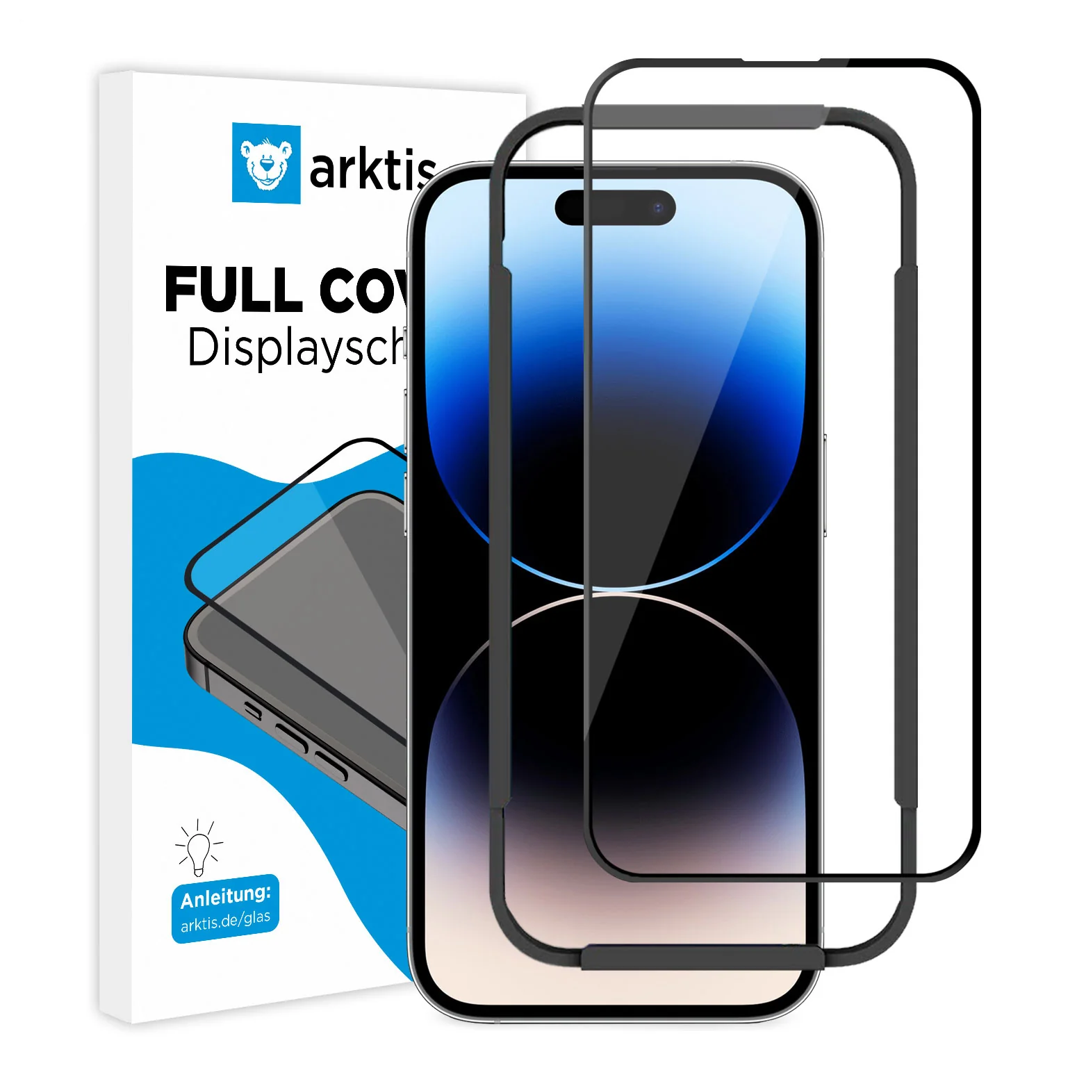 ArktisPRO iPhone 14 Pro Max FULL COVER Displayschutz GLAS - hüllenfreundlich