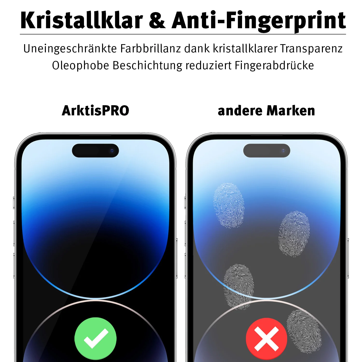 ArktisPRO iPhone 14 Pro Max FULL COVER Displayschutz GLAS - hüllenfreundlich - 2er Set - Image 4
