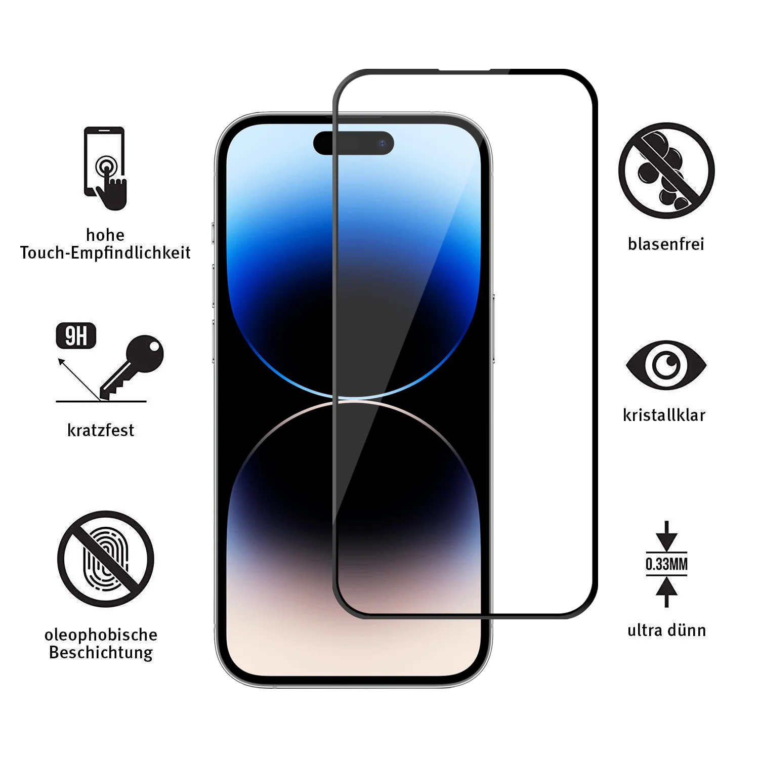 ArktisPRO iPhone 14 Pro Max FULL COVER Displayschutz GLAS - hüllenfreundlich - Image 3