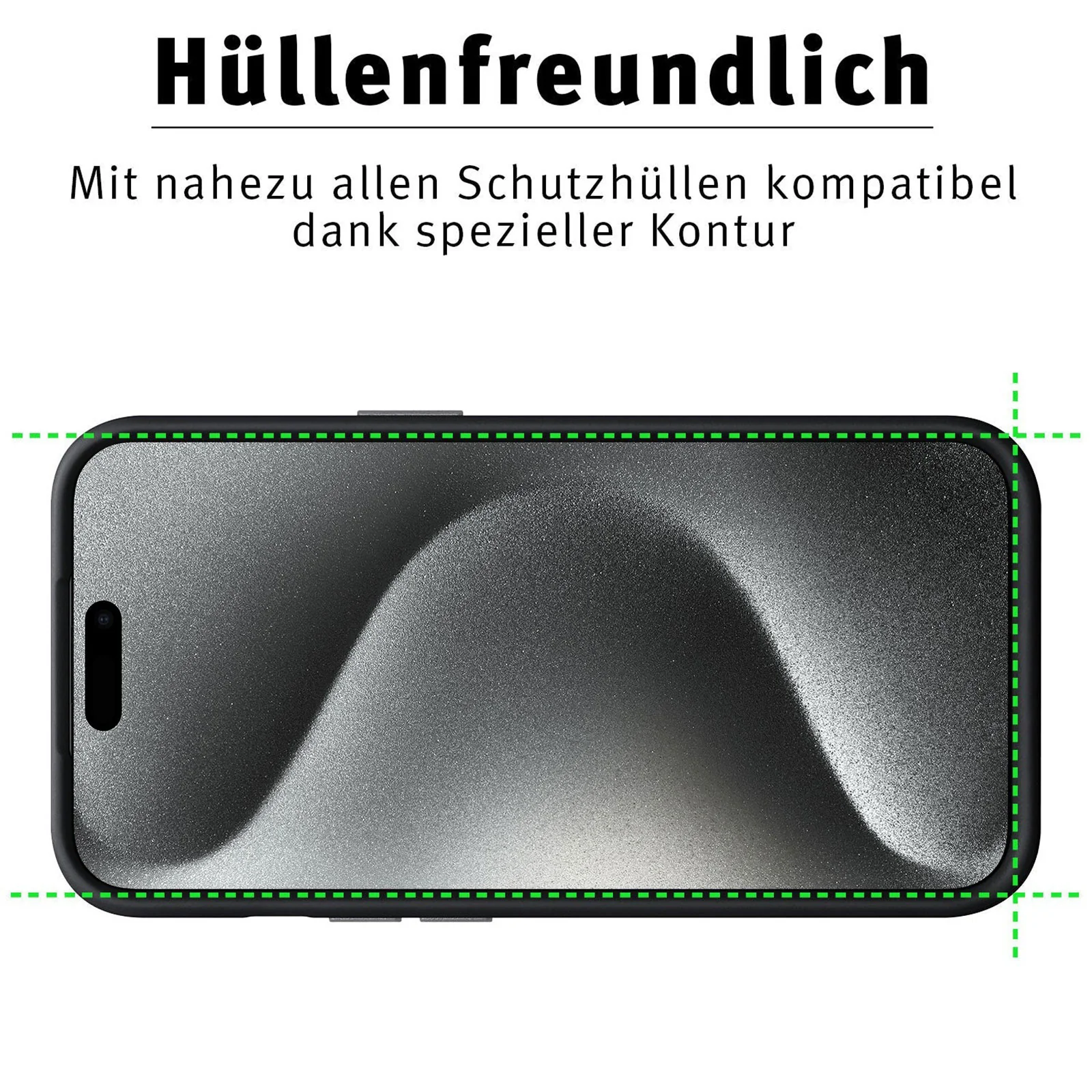 ArktisPRO iPhone 15 Pro FULL COVER Displayschutz GLAS - hüllenfreundlich - 3er Set - Image 5