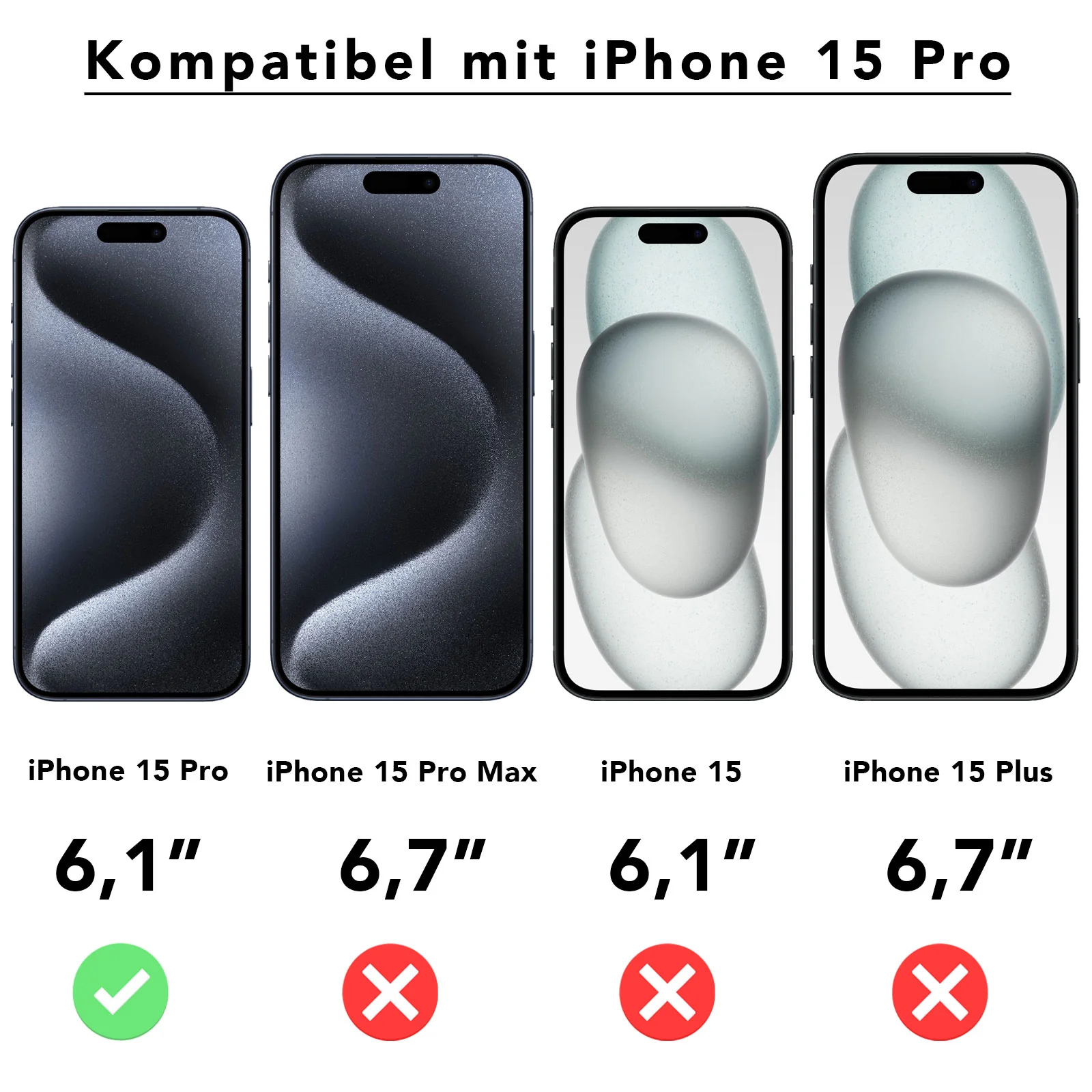 ArktisPRO iPhone 15 Pro FULL COVER Displayschutz GLAS - hüllenfreundlich - 3er Set - Image 6