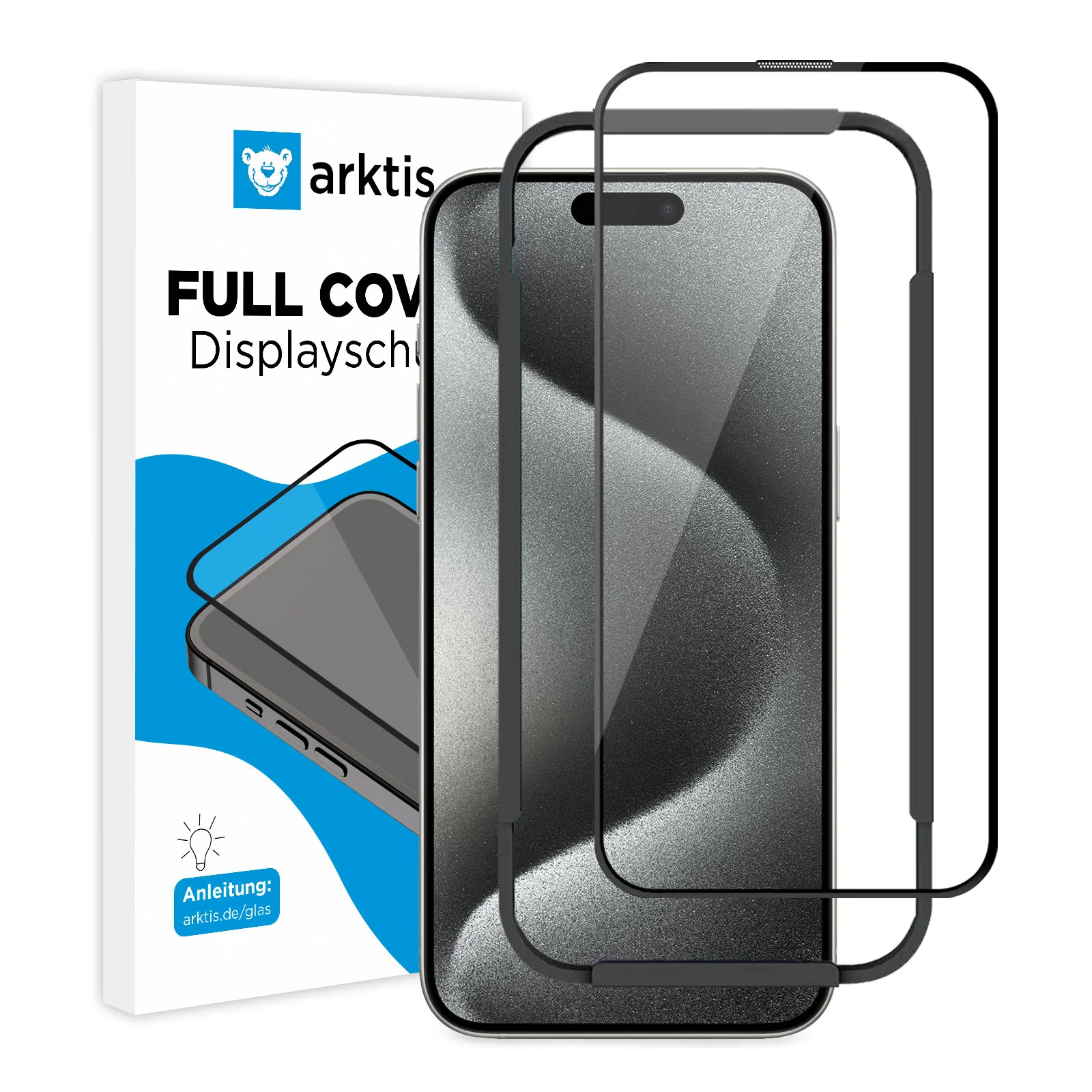 ArktisPRO iPhone 15 Pro Max FULL COVER Displayschutz GLAS - hüllenfreundlich