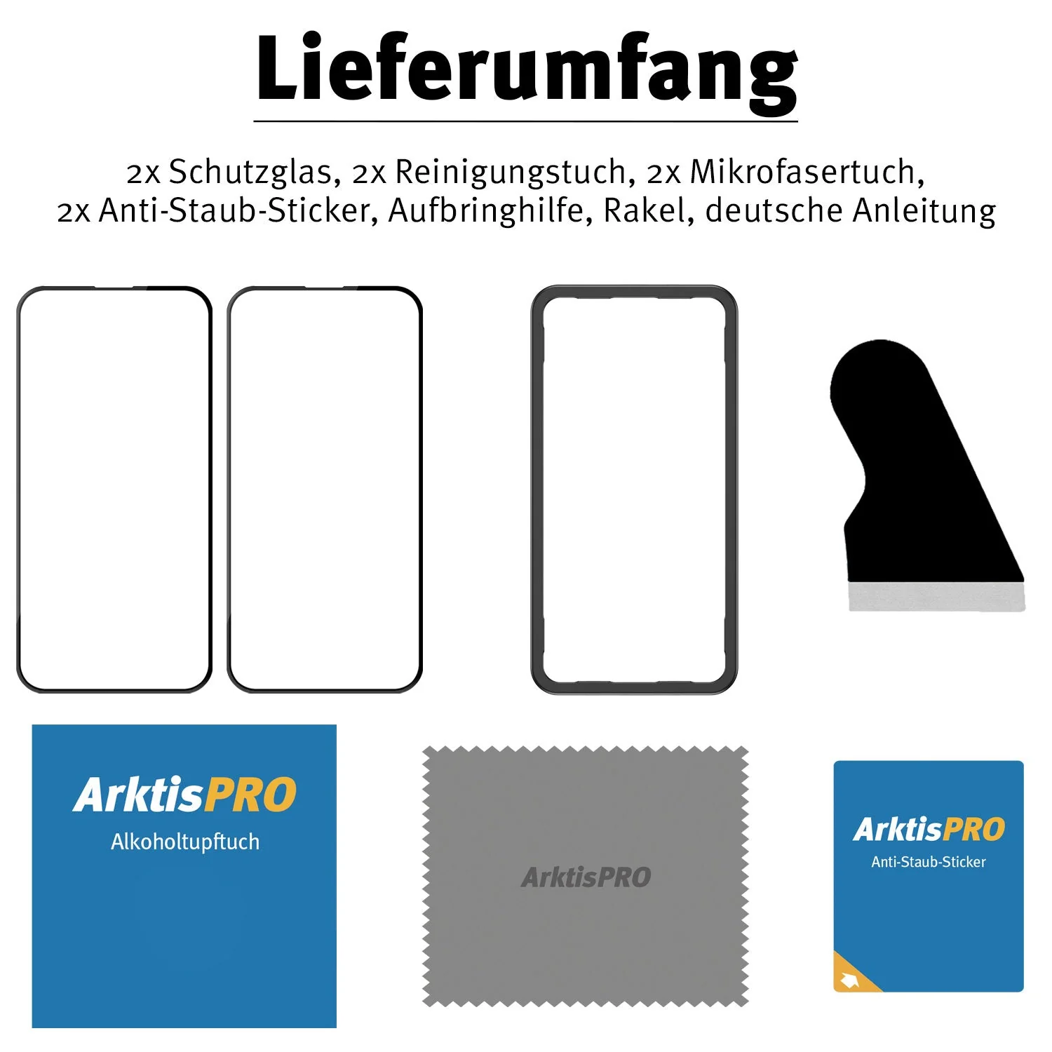 ArktisPRO iPhone 15 Pro Max FULL COVER Displayschutz GLAS - hüllenfreundlich - 2er Set - Image 7