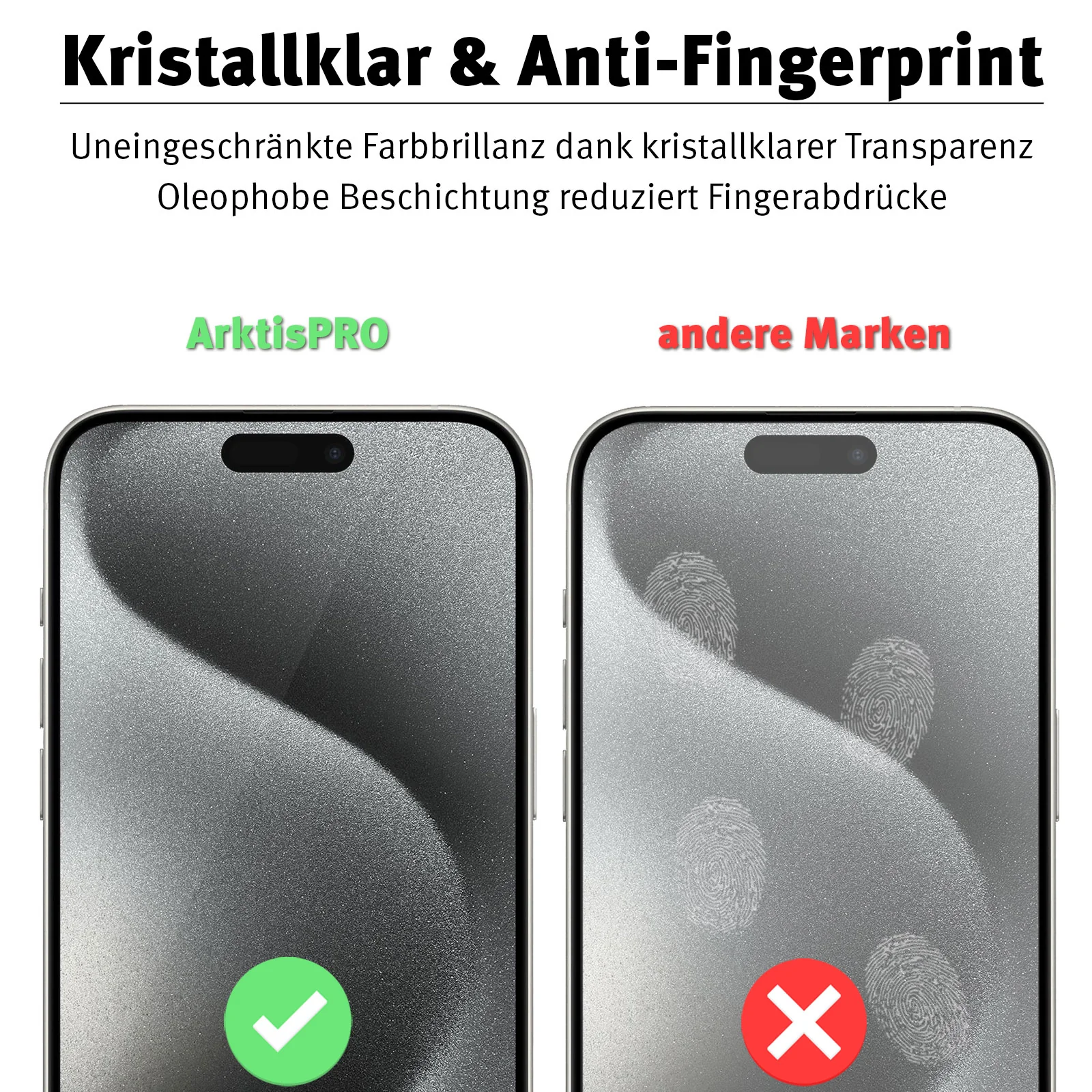 ArktisPRO iPhone 15 Pro Max FULL COVER Displayschutz GLAS - hüllenfreundlich - Image 4