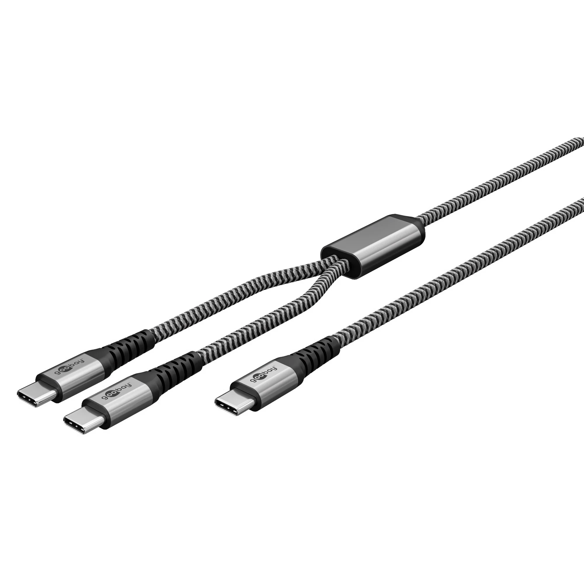 Dual USB-C auf USB-C Textilkabel mit Metallsteckern - Image 3
