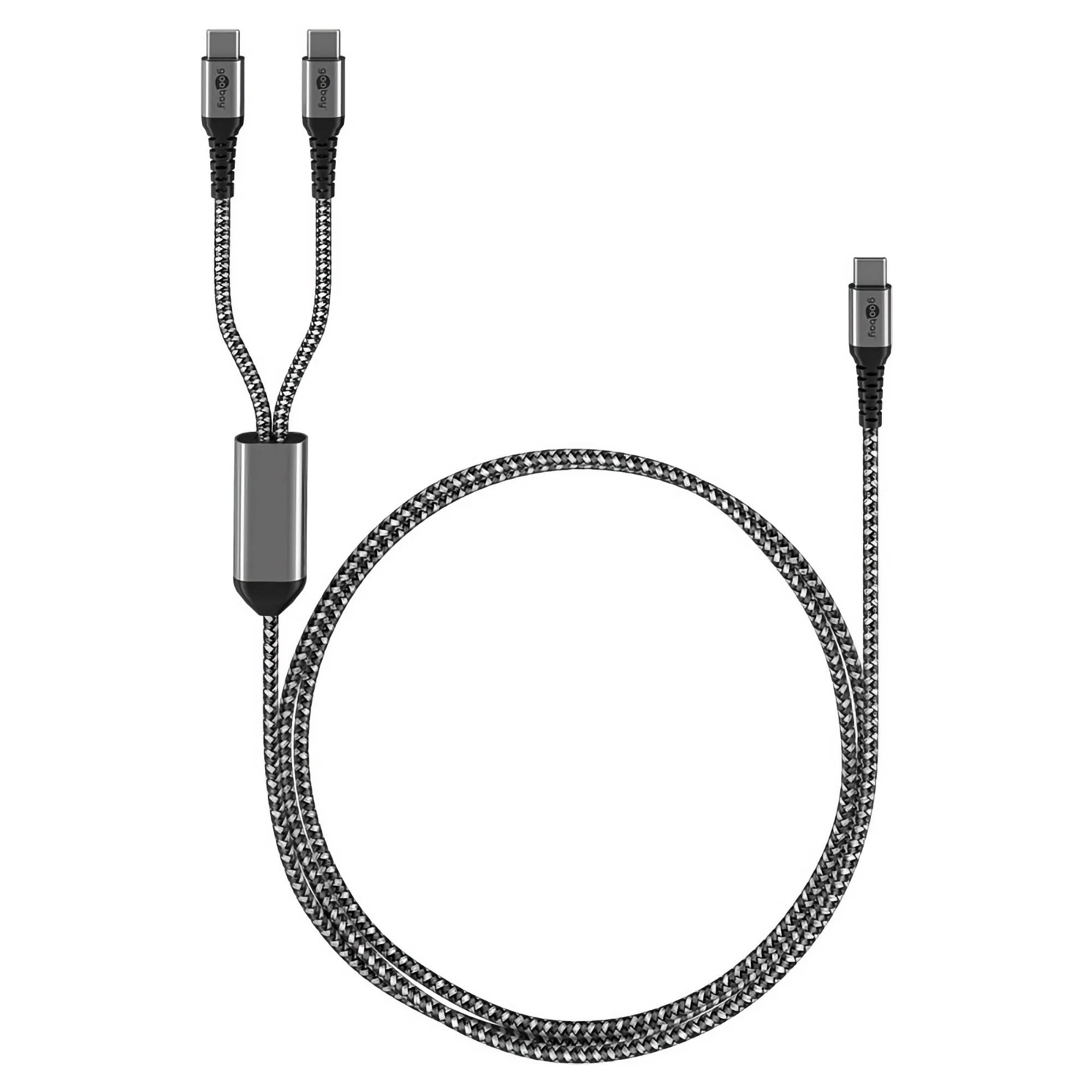 Dual USB-C auf USB-C Textilkabel mit Metallsteckern - Image 4