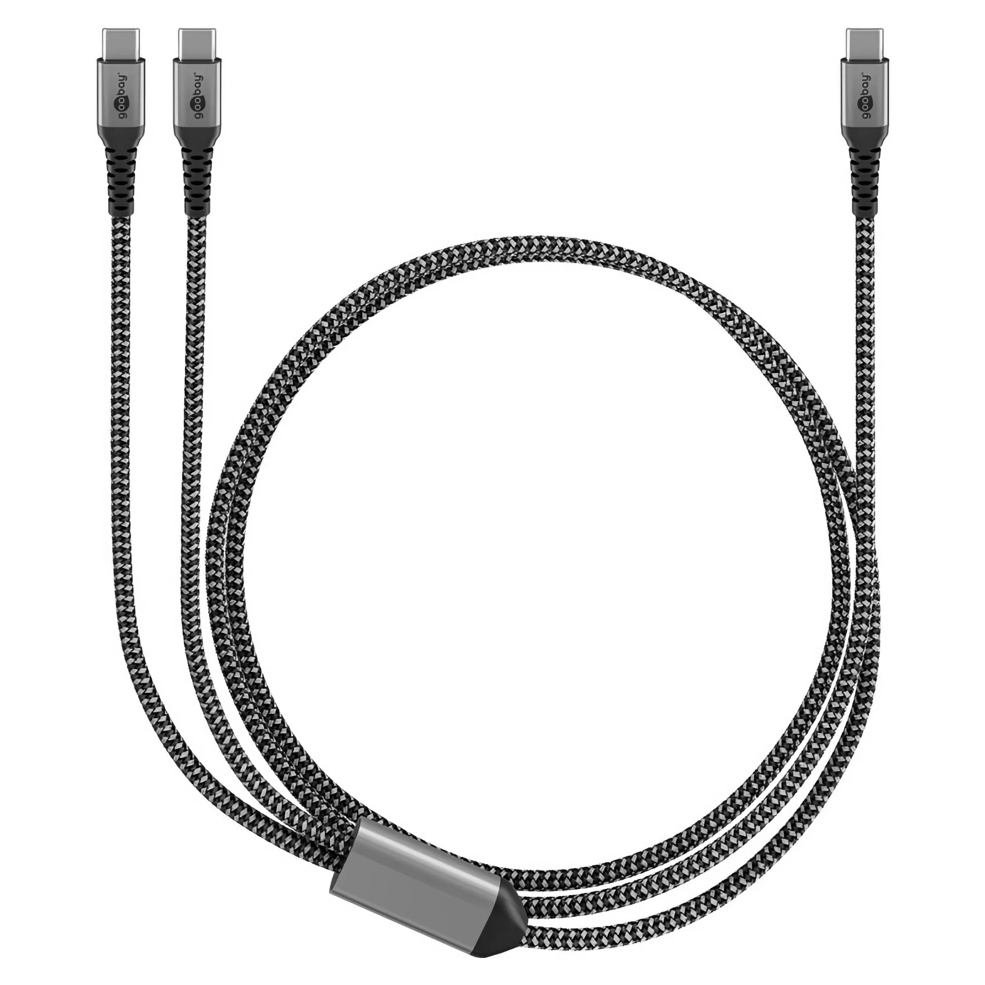 Dual USB-C auf USB-C Textilkabel mit Metallsteckern - Image 5