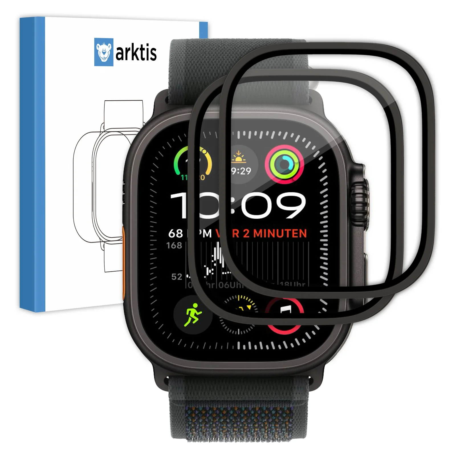arktis ADVENTURE Displayschutz Glas für Apple Watch Ultra 49 mm - 2er Set - Image 11