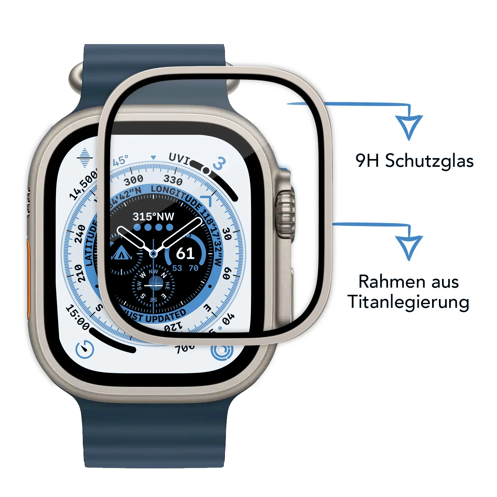 arktis ADVENTURE Displayschutz Glas für Apple Watch Ultra 49 mm - 2er Set - Image 4
