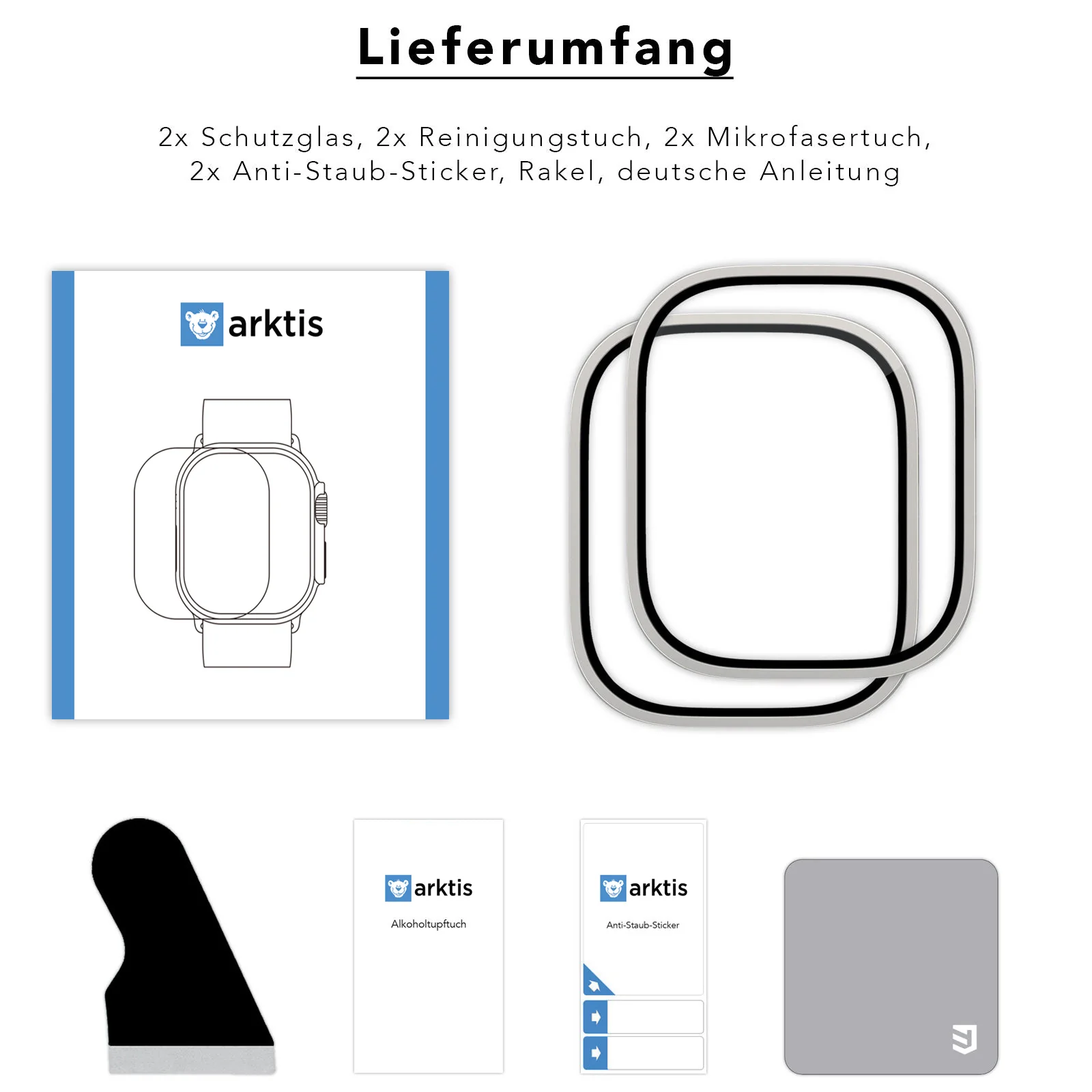 arktis ADVENTURE Displayschutz Glas für Apple Watch Ultra 49 mm - 2er Set - Image 5