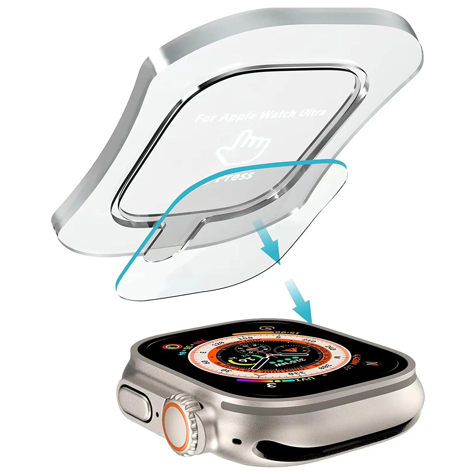 CRYSTAL CLEAR Displayschutz GLAS für Apple Watch Ultra 49 mm - 2er Set - Image 3