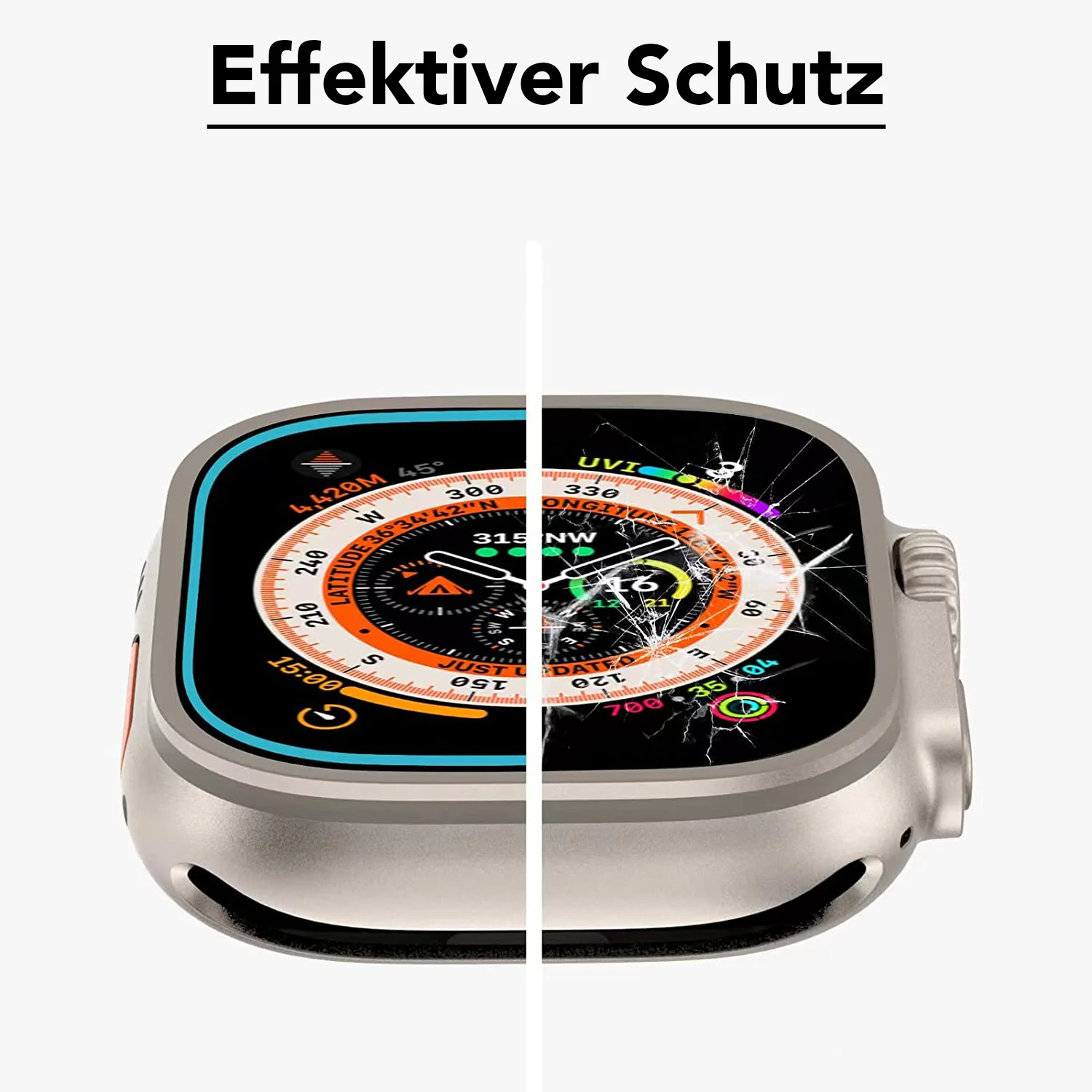 CRYSTAL CLEAR Displayschutz GLAS für Apple Watch Ultra 49 mm - 2er Set - Image 4