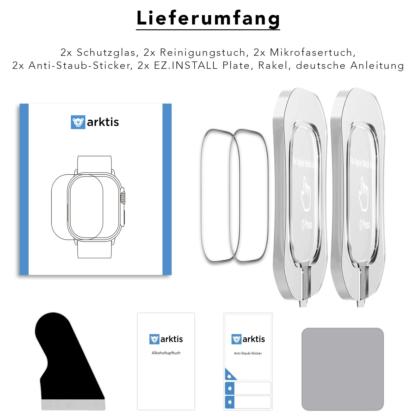 CRYSTAL CLEAR Displayschutz GLAS für Apple Watch Ultra 49 mm - 2er Set - Image 6