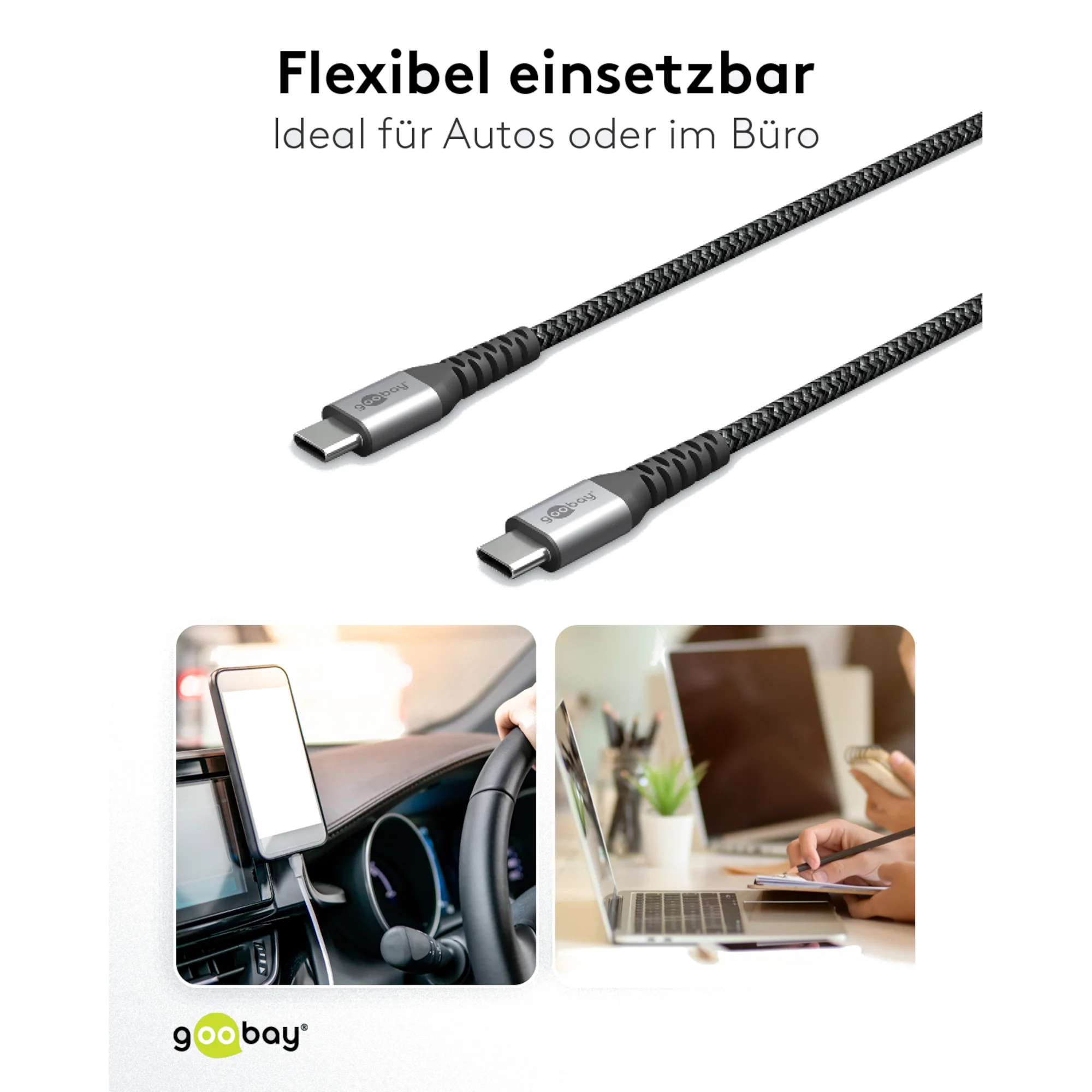 USB-C auf USB-C Kabel Textilkabel mit Metallsteckern - Image 8